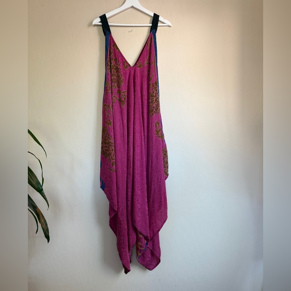 Indie Ella Boho Silk Jumpsuit Playsuit Romper Multicolor Saree Resortwear